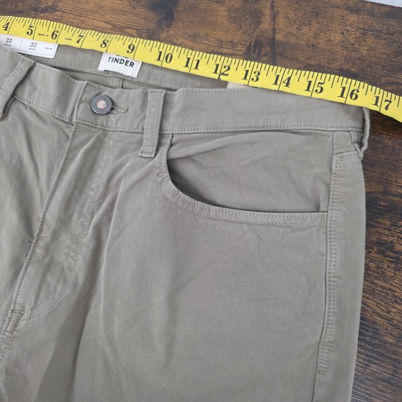 NEW Flint and Tinder Mens Pant Chino Flim‎ Fit Green Drab Size 33x32 Twill - Picture 6 of 8